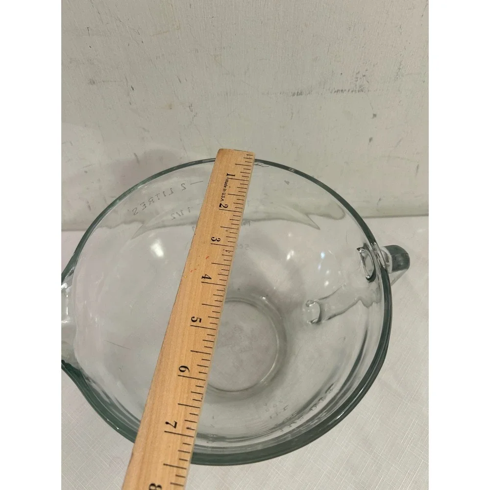 Pampered Chef Glass Batter Bowl 2 Quart Clear 8 Cup Measuring Mixing Bowl Unisex